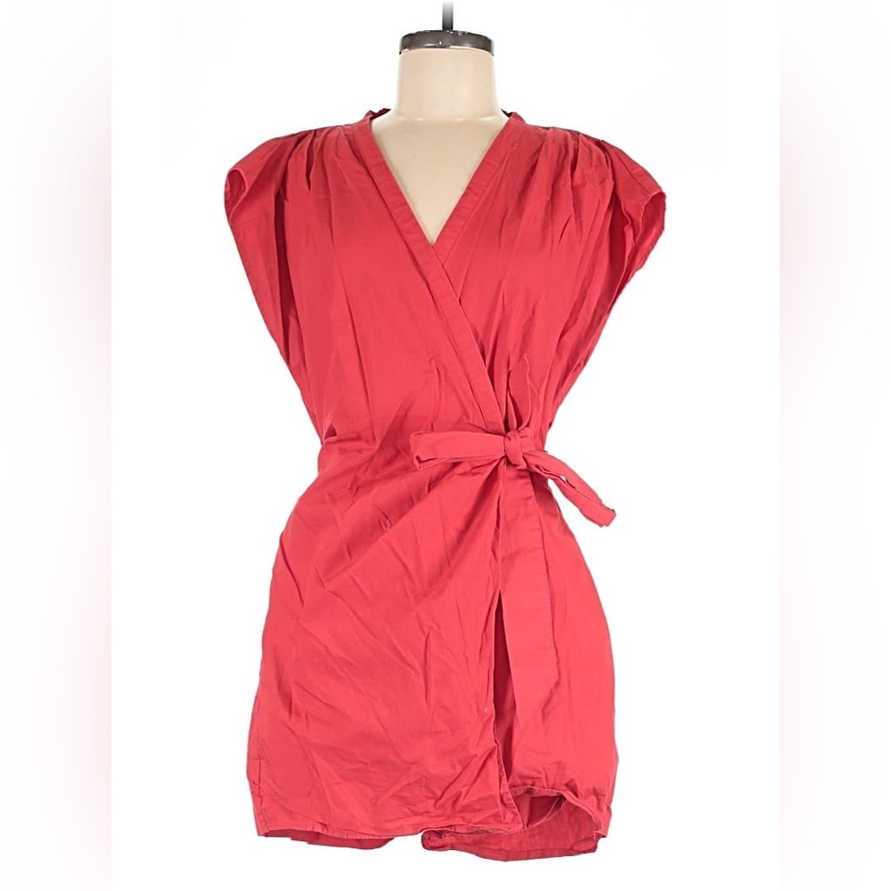 Zara Red Wrap Romper with Tie Waist Sz L